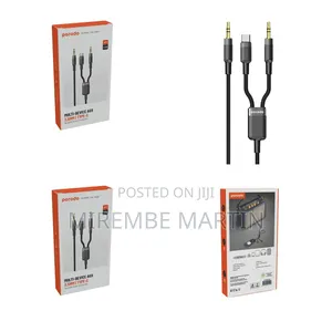 Porodo 2in1 Aux 3.5 to 3.5+Typec Cable 1.2m –