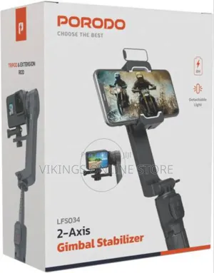Porodo 2-Axis Gimbal Stablizer, , 8h Battery Life - Black