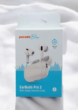 Porodo Blue Deep Bass Wireless Earbuds Pro 2 White Pb-Arpdp2