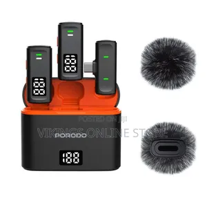 Porodo Wireless Collar Double Microphone - Black