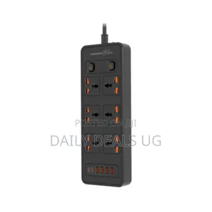 Porodo 6 Ac - Dual Switch Power Strip - Black