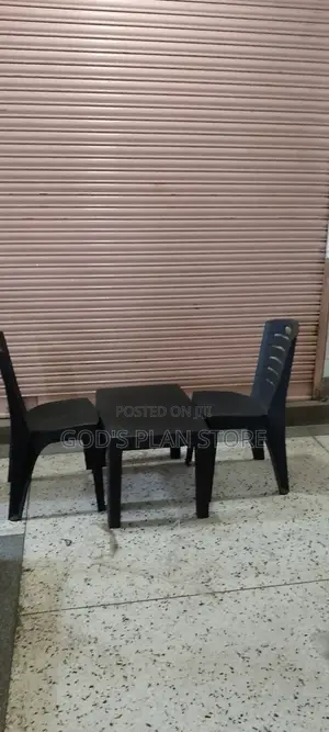 Plastic Chairs and Table Black