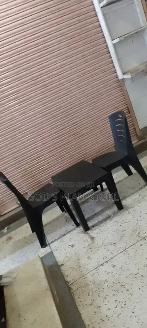 Plastic Chairs and Table Black