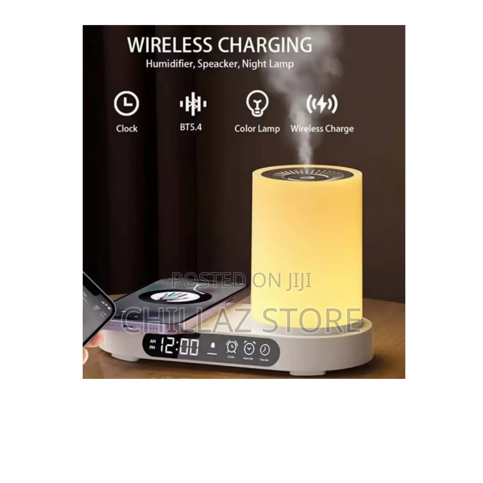 Wireless Charging Humidifier With Clock.