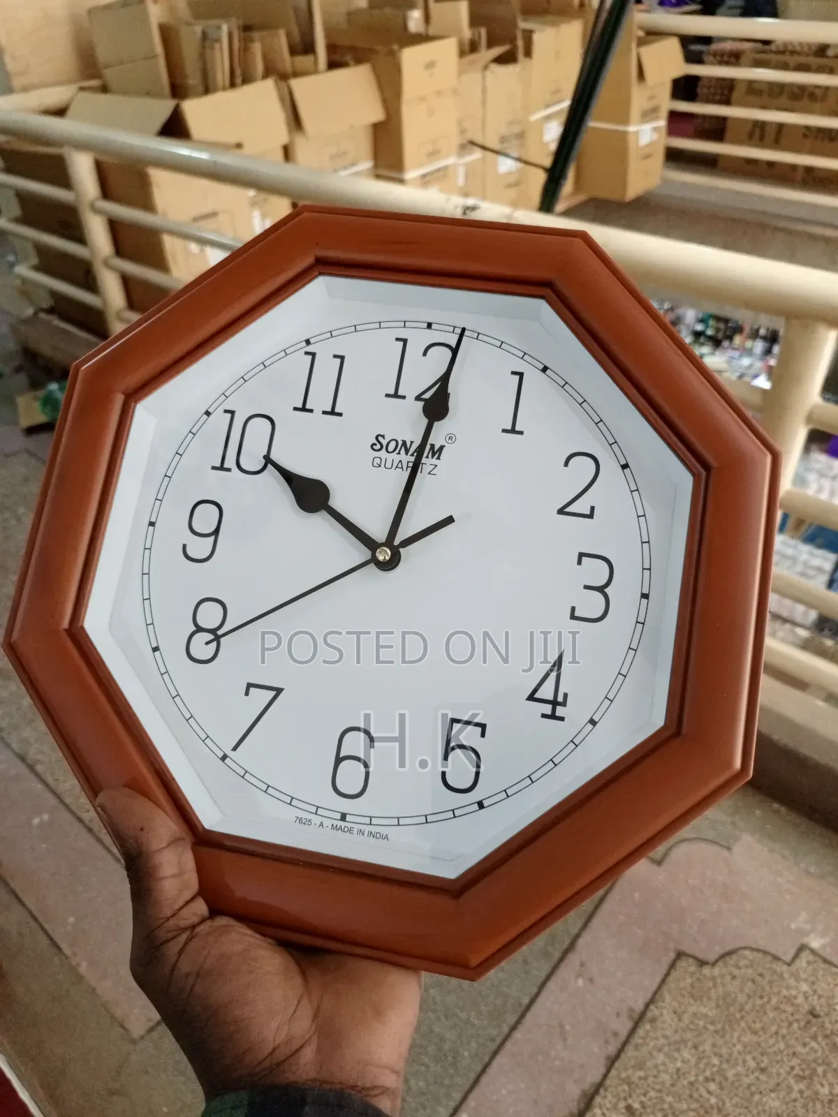 Sonam Wall Clock With Cherry Wood-Style Octagonal Frame 7625