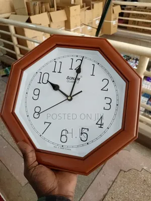 Sonam Wall Clock With Cherry Wood-Style Octagonal Frame 7625