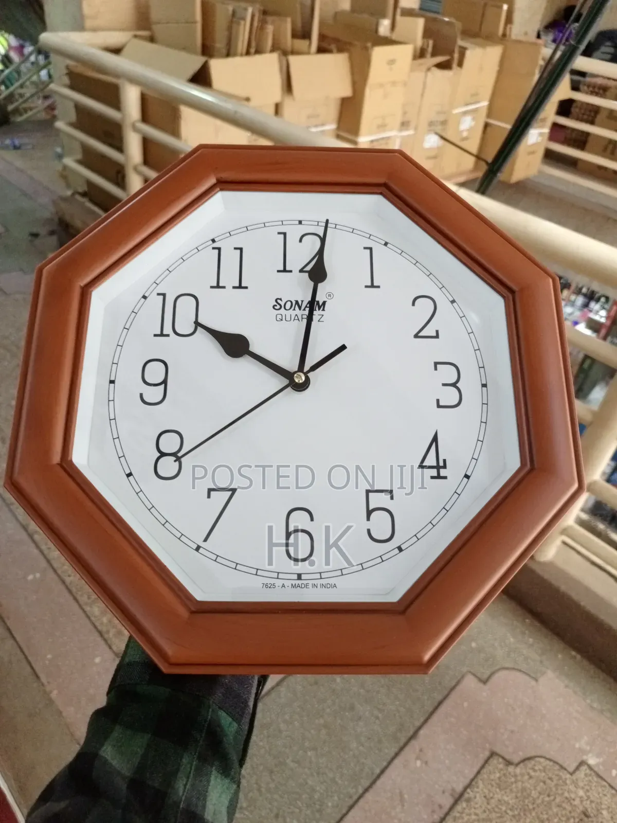 Sonam Wall Clock With Cherry Wood-Style Octagonal Frame 7625