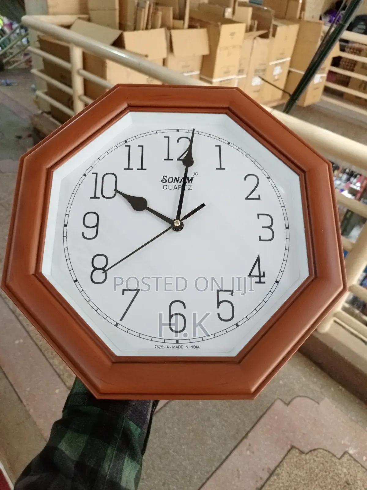 Sonam Wall Clock With Cherry Wood-Style Octagonal Frame 7625