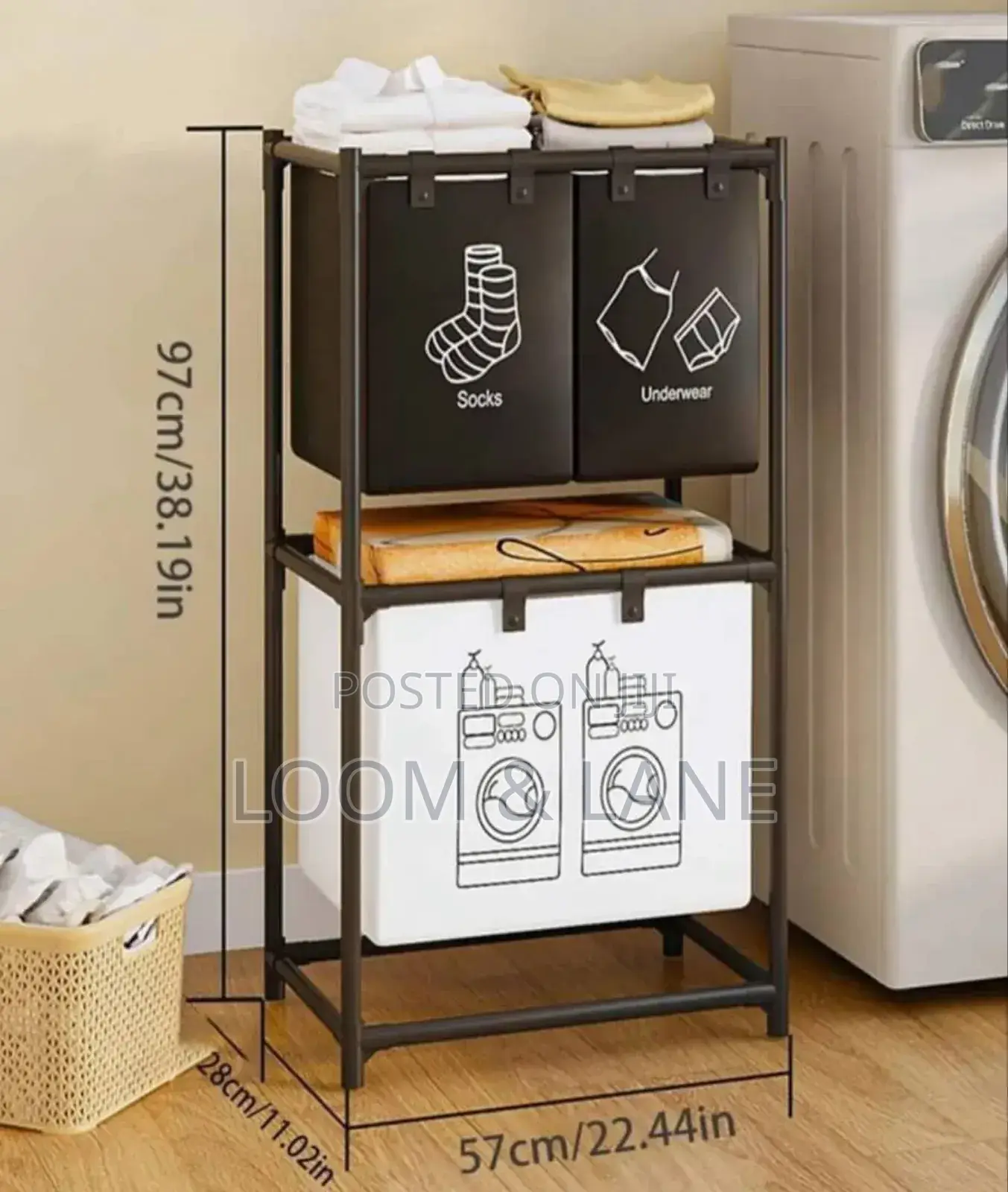 Foldable Multicompartment Laundry Basket With Divider