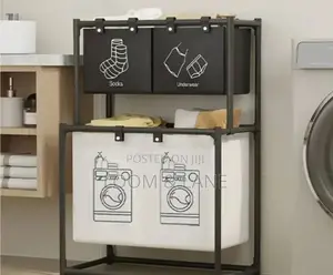 Foldable Multicompartment Laundry Basket With Divider
