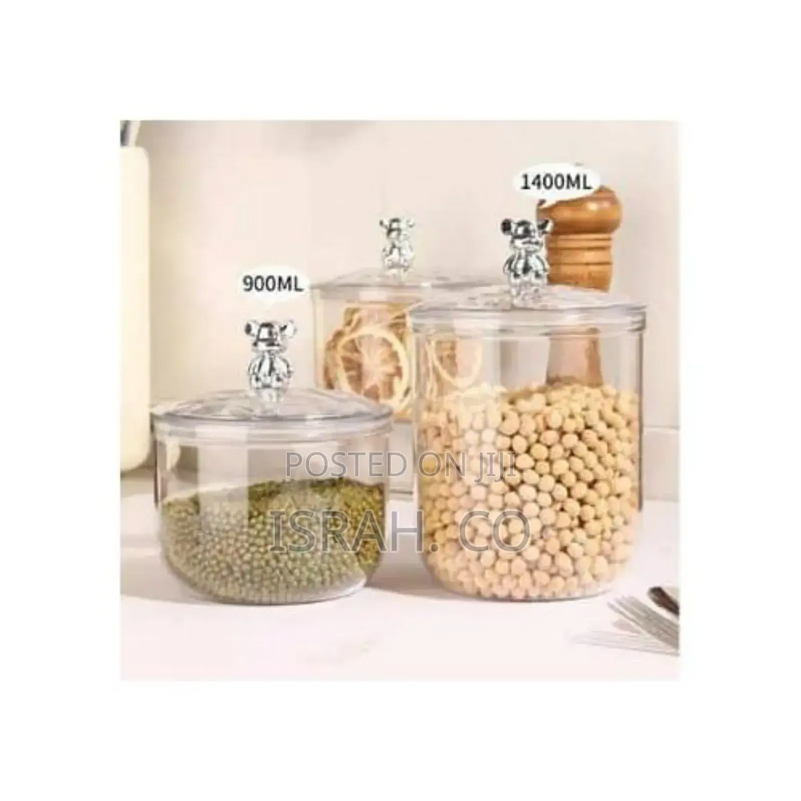 2 Piece Clear Acrylic Food Container Sealed Jar With Bear