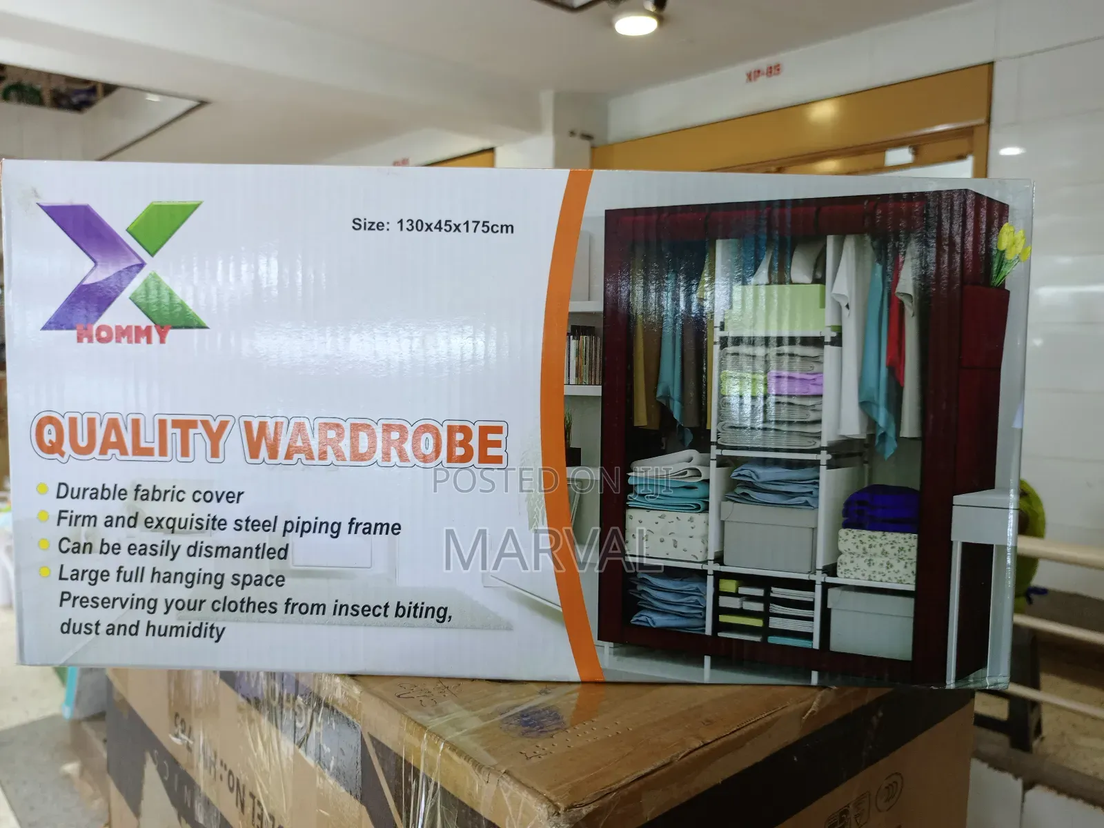 3 Column Cloth Metallic Frame Wardrobe