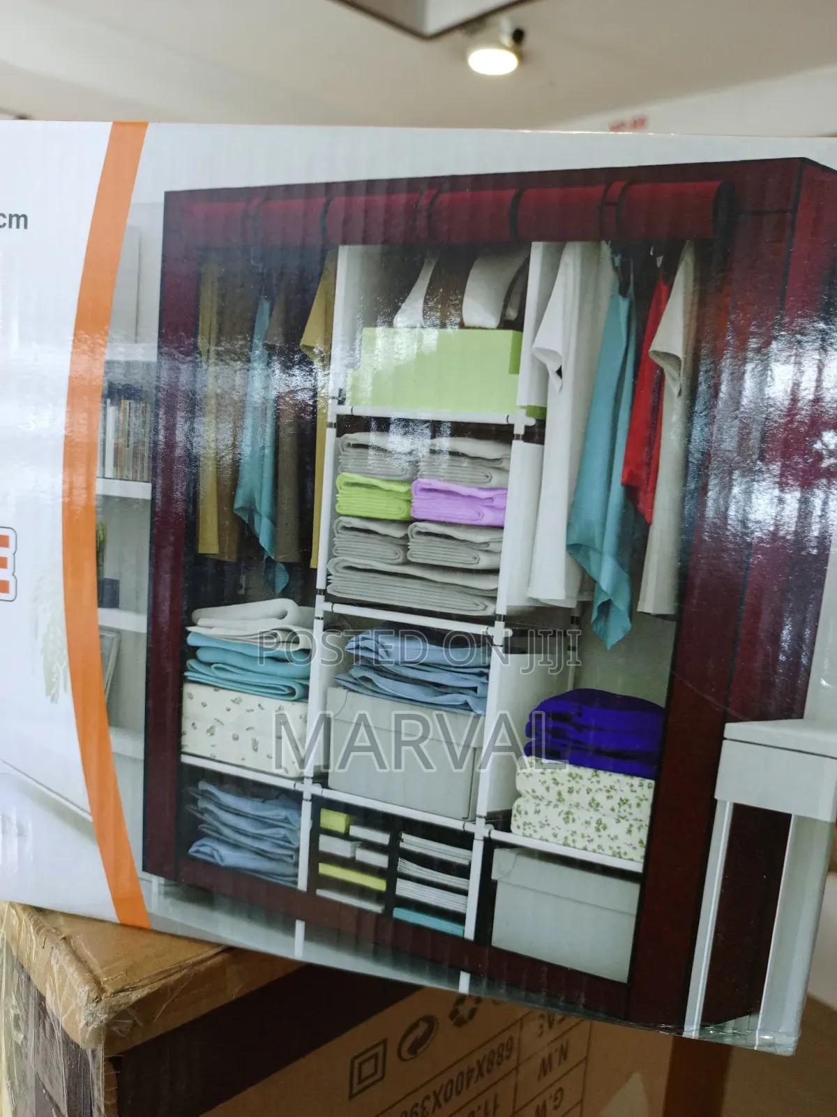 3 Column Cloth Metallic Frame Wardrobe