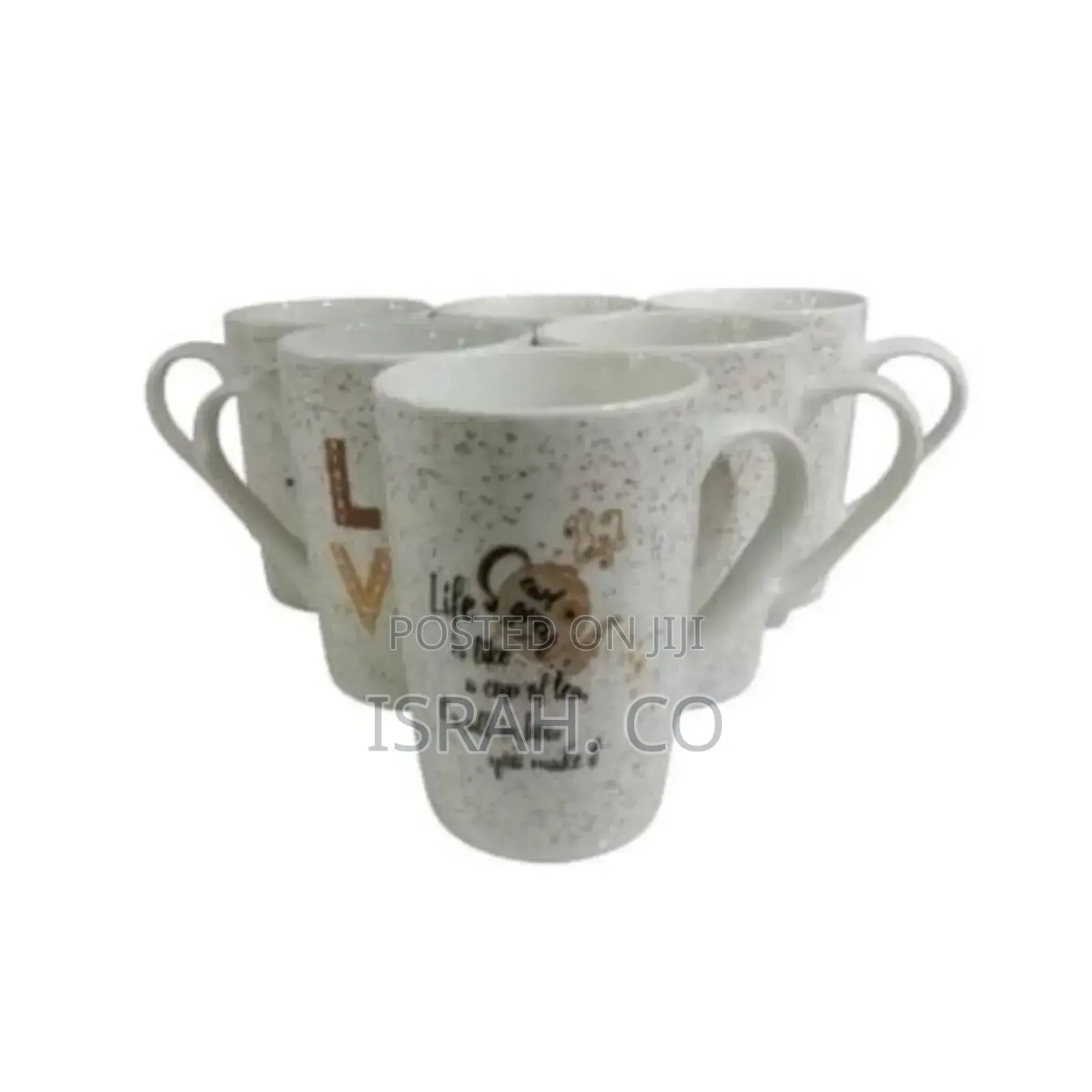 6-Piece Mug Sets 380ml Porcelain Brown Dotted Patterned