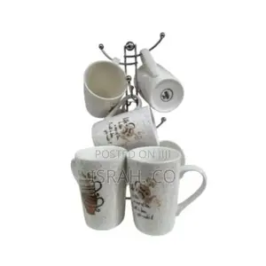 6-Piece Mug Sets 380ml Porcelain Brown Dotted Patterned