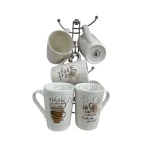 6-Piece Mug Sets 380ml Porcelain Brown Dotted Patterned