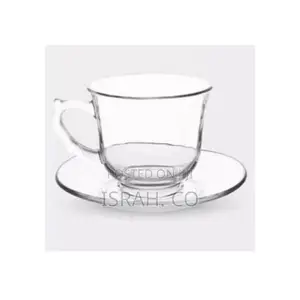 6 Pieces of Plain Glass Tea Cups and Saucers Sets
