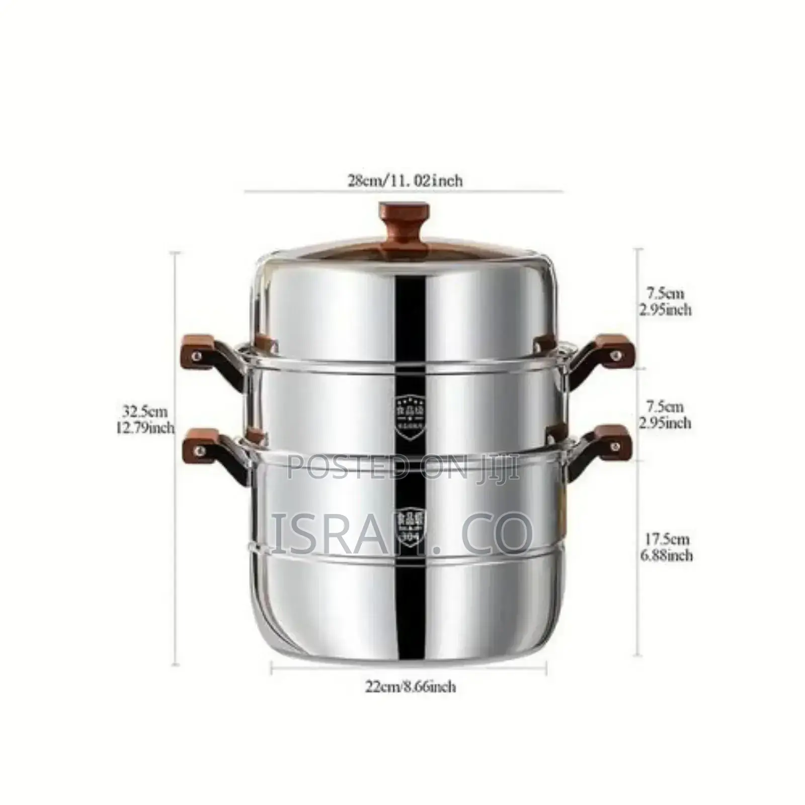 30cm Stainless Three-Layer Soup Pot Steamer Dual-Purpose