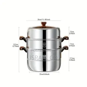 30cm Stainless Three-Layer Soup Pot Steamer Dual-Purpose
