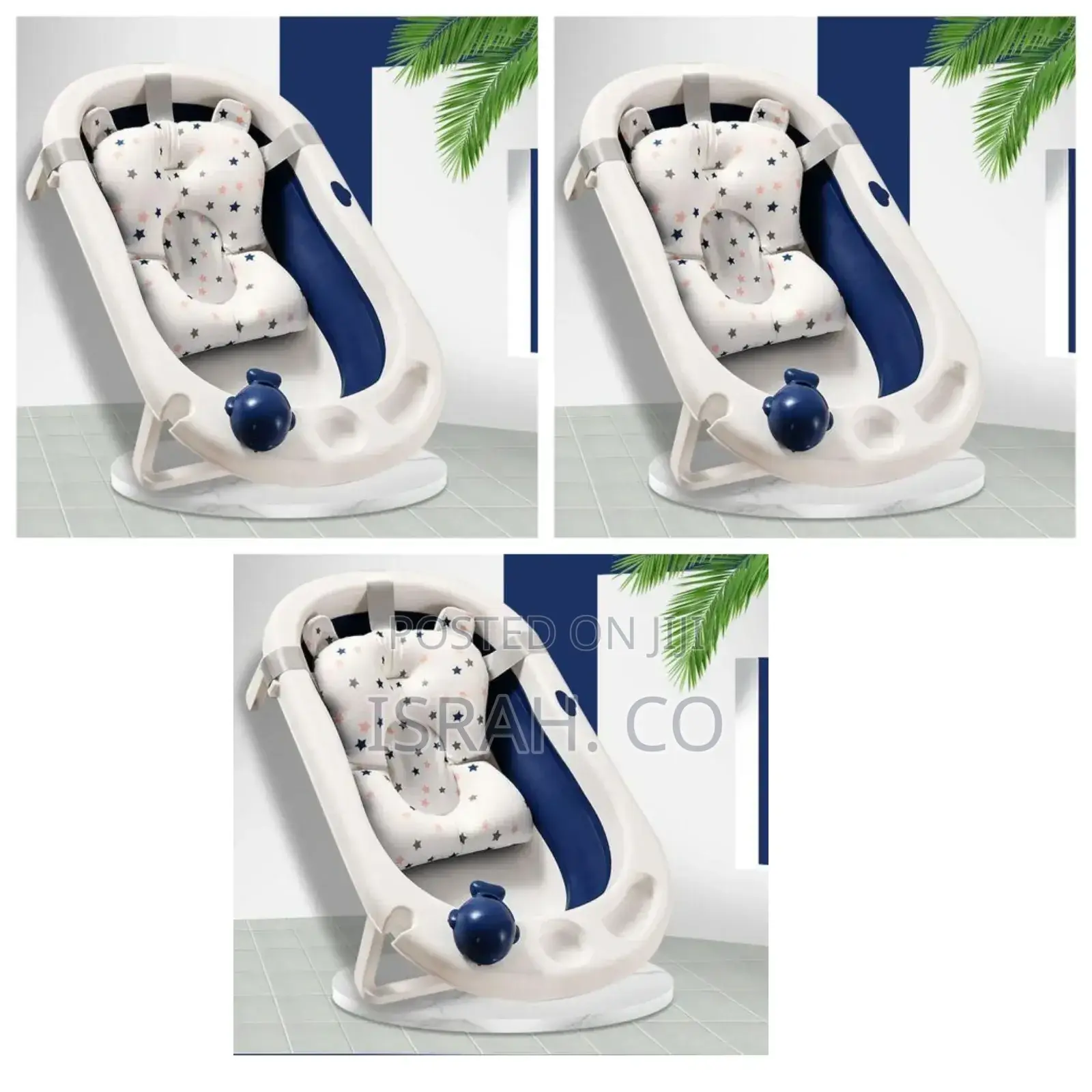 Foldable Infant Bath Tubs Blue and White