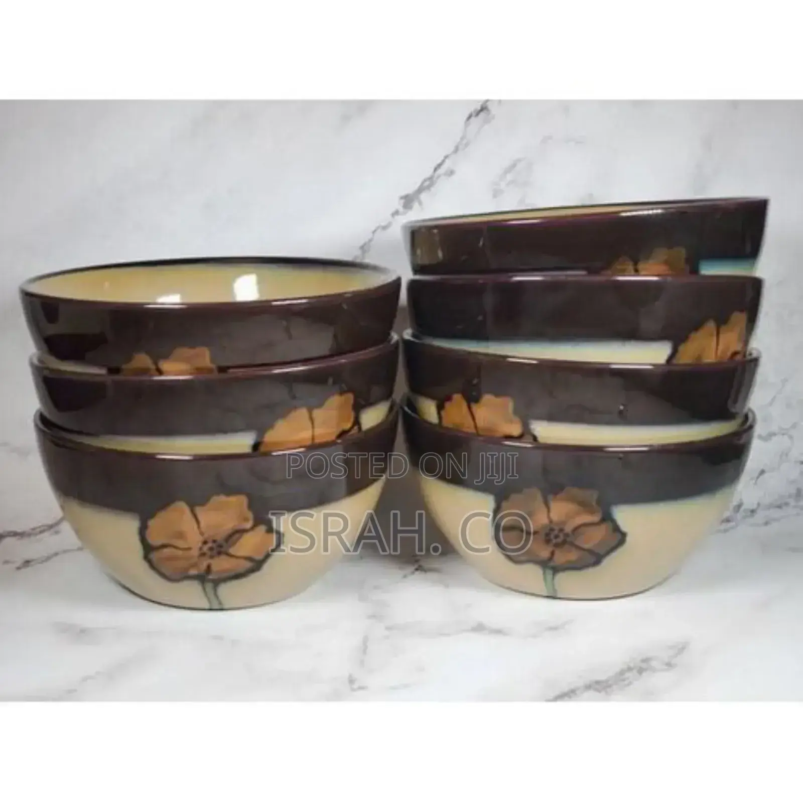 6 Piece Painted Stoneware Grain Salad Bowls Kitchen Set