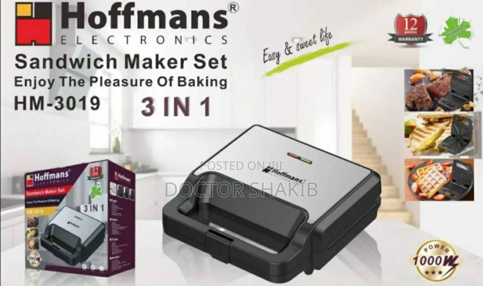 Quality 3 in 1 Hoffmans Sandwich Maker - Hm-3019