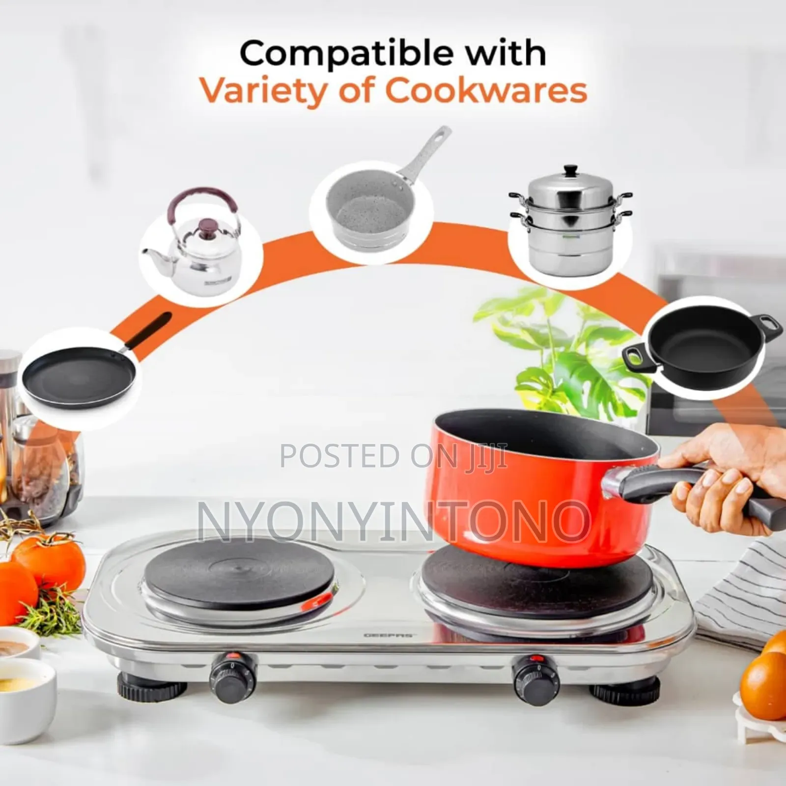 Geepas Stainless Steel Double Solid Hotplate