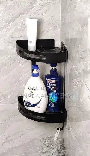 Black 2 Piece Corner Bathroom Organiser