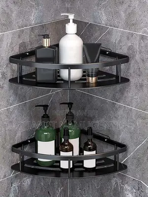 Black 2 Piece Corner Bathroom Organiser
