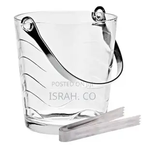 Elegant Clear Crystal Ice Bucket With Ice Tong and Handle