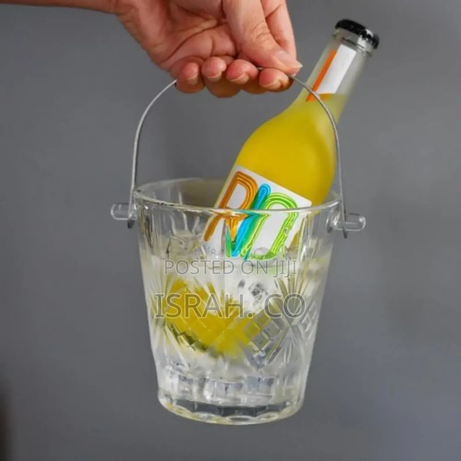 Elegant Clear Crystal Ice Bucket With Ice Tong and Handle