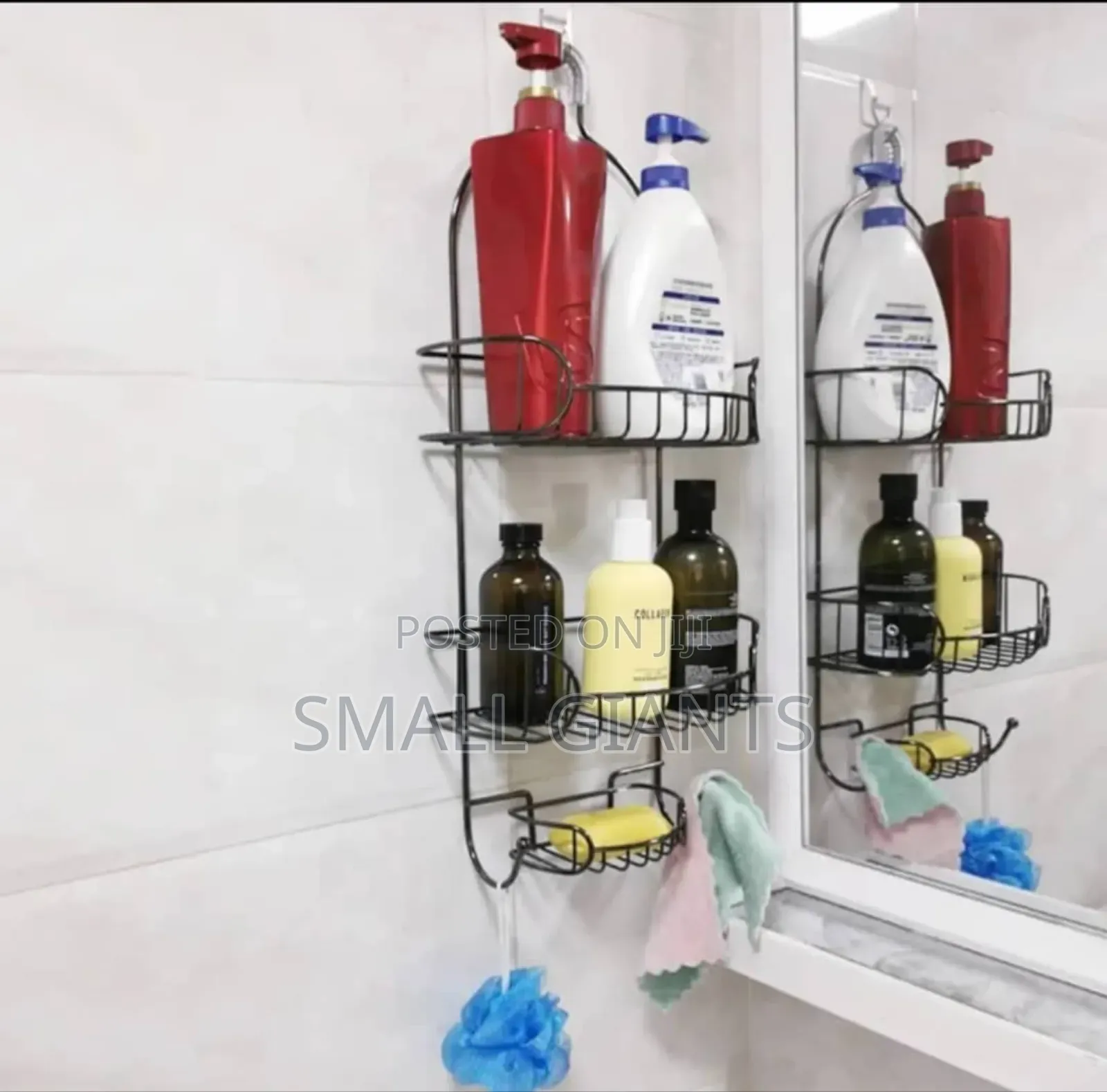 3-Tier Metal Bathroom Shower Caddy With Hooks