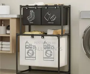 Foldable Multi Compartment Laundry Basket With Divider