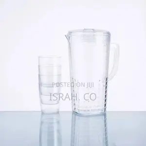 Water Jug With Handle and 4 Piece Tumbler Cups Colourless