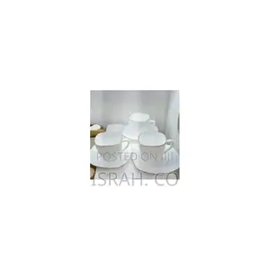 12 Piece Gold Line Diamond Cut White Cups and Saucer