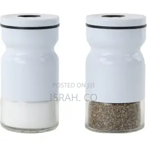 Glass Spice Jar Is Covered With Metal Set White