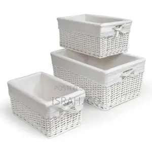 3piece Rectangular Handmade Decorative Wicker Snacks Basket