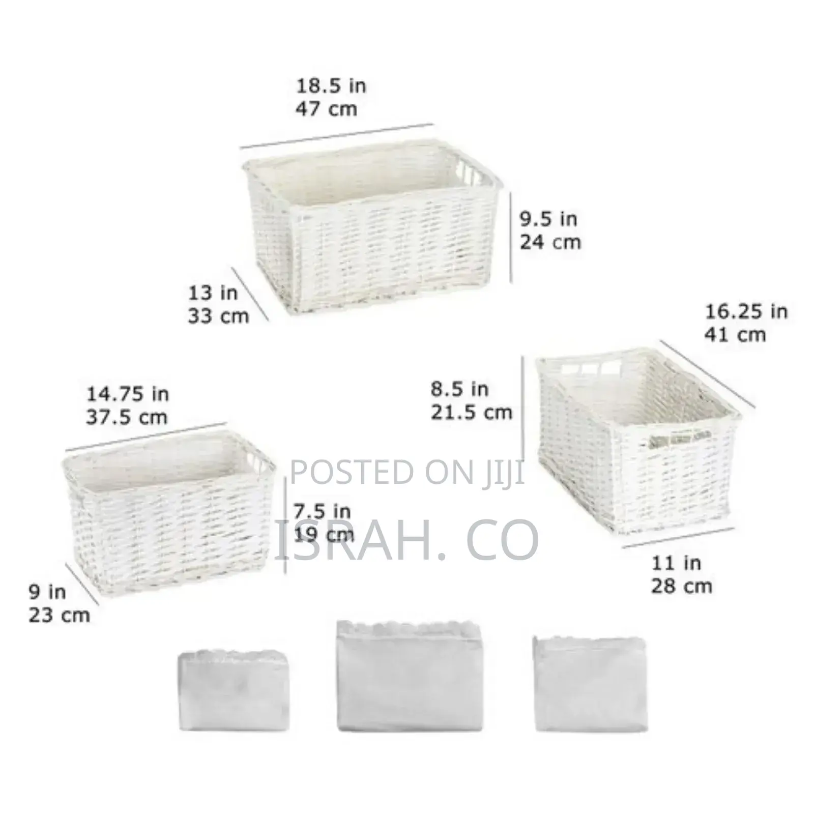 3piece Rectangular Handmade Decorative Wicker Snacks Basket