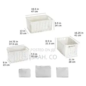 3piece Rectangular Handmade Decorative Wicker Snacks Basket