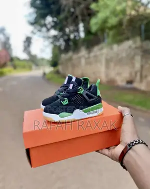 Original Kid’S Air Jordan 4 Retro Black/Green Kid’S Sneakers