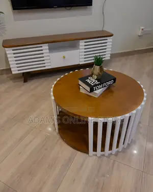 Certer Table and White Stripes Tv Stand Unit Full Set