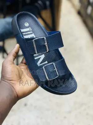Men’S Classic Blue Double Strap Buckle Sandals