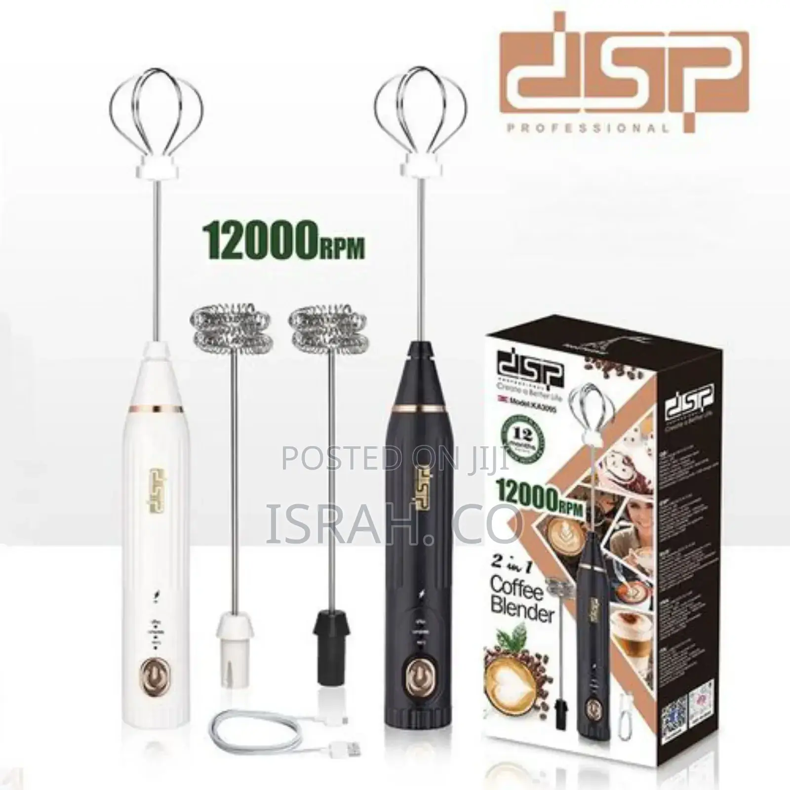 DSP 2 in 1 Battery Milk Frother for Coffee, Tea, Matcha,