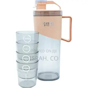 Glass Pitcher Water Jug Set 1.6 L With 4 Cups 280 Ml