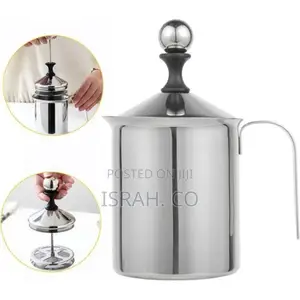 800ml Manual Milk Frother Stainless Steel Double-Layer
