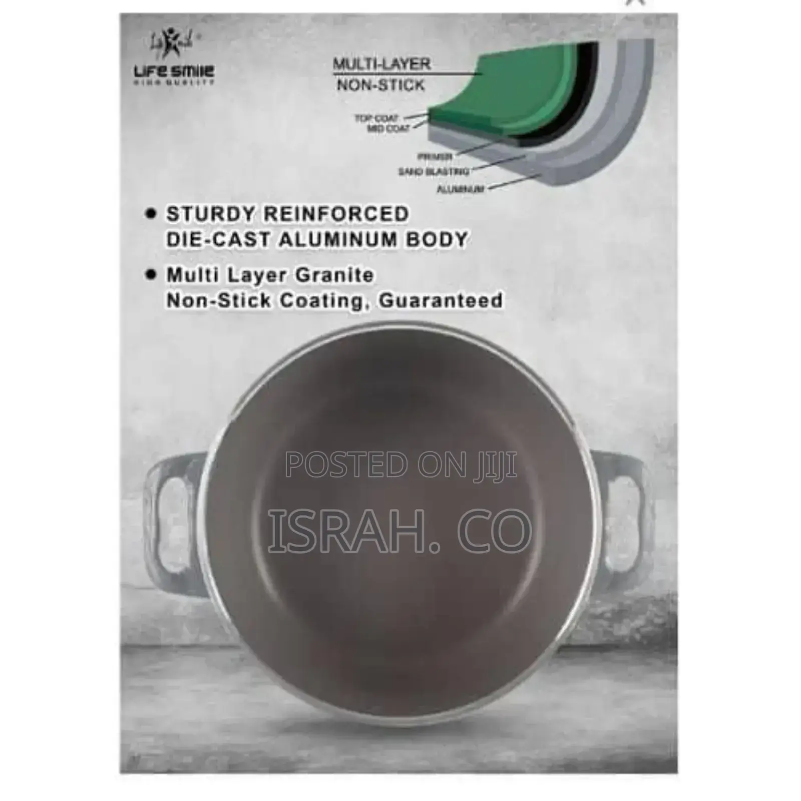 Life Smile 16pcs Granite Coated Healthy Cookware Set -