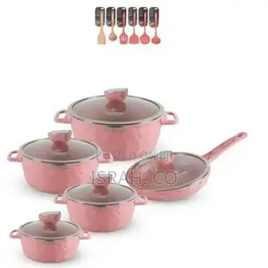 Aluminum Cooking Casserroles Saucepan Set Pink