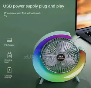 G-Shaped 7 Colorful Led Night Light Desktop Fan
