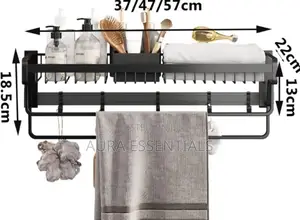 Aluminum Matte Black Wall Mountable Towel Rack