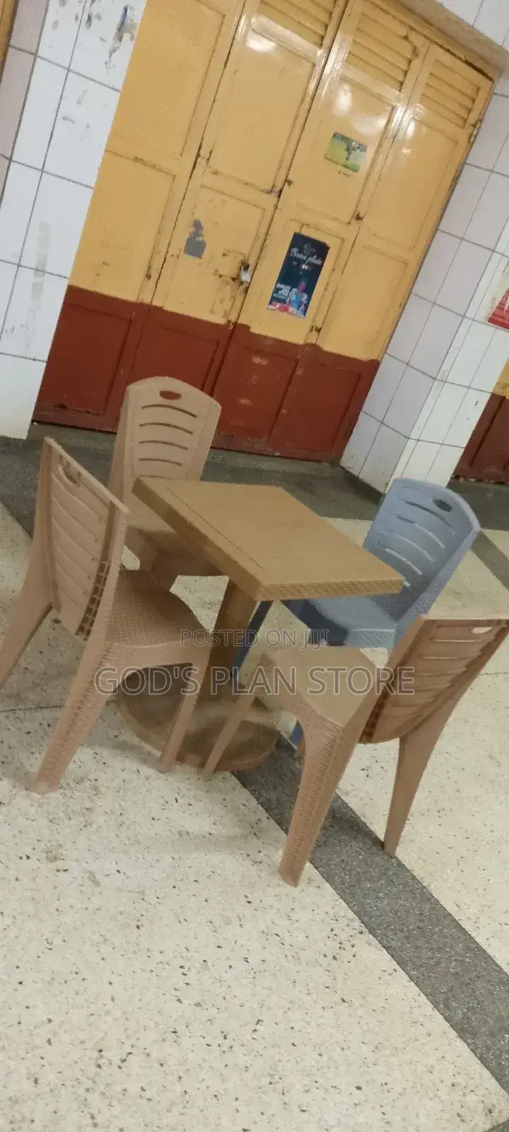 Bar Armless Plastic Chairs and Table Set